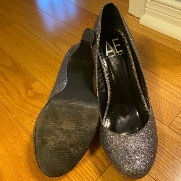 Addition Elle Silver Sparkle gently used heels - size 7W - Picture 2 of 4